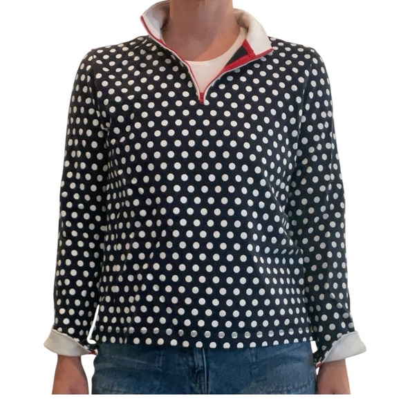 ORVIS Polka Dot 1/4 Zip Up Pullover Top Medium - Picture 1 of 7